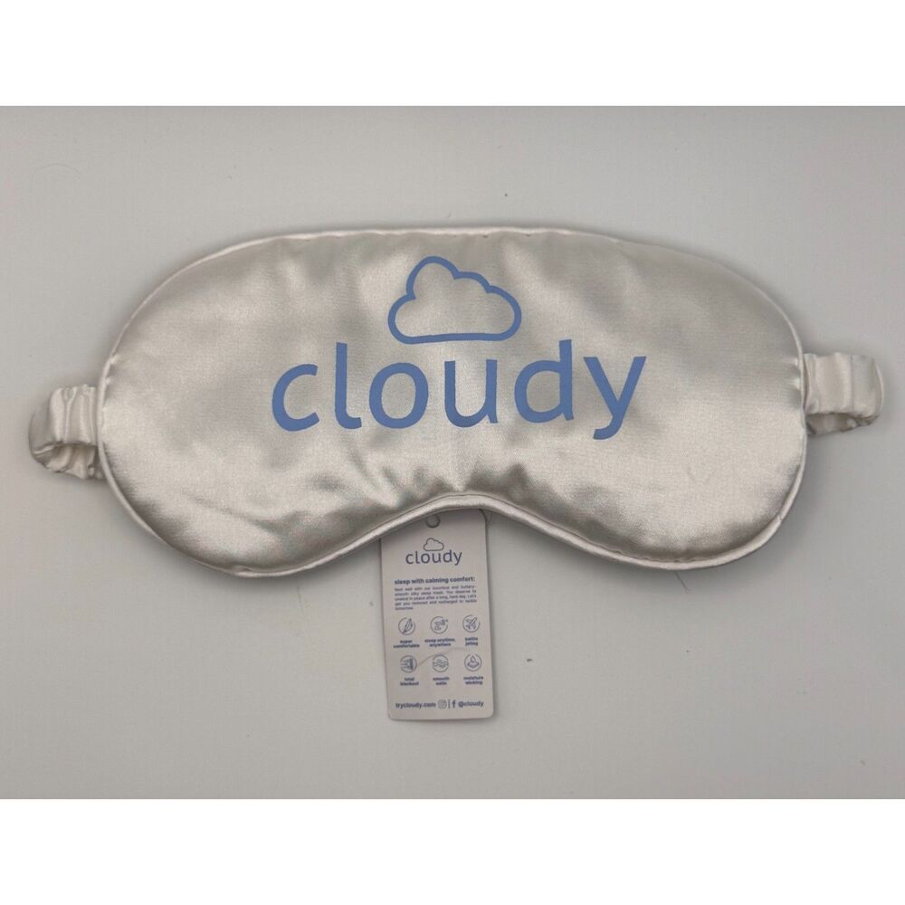 Cloudy Satin Silk Sleep Mask White Black Eye Mask New with Tags Travel Sleep Aid
